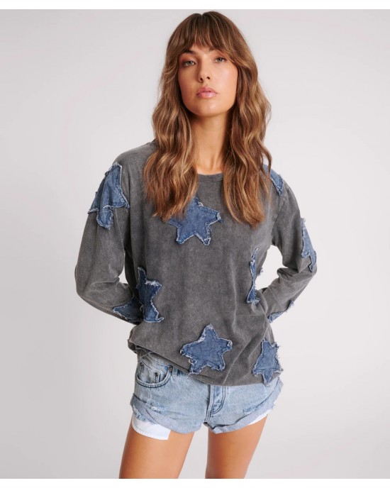 Oneteaspoon Denim Star Boyfriend Longsleeve Μπλούζα