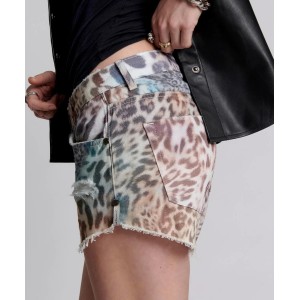 Oneteaspoon Outlaws Mid Length Denim Animal Τζιν Σορτς