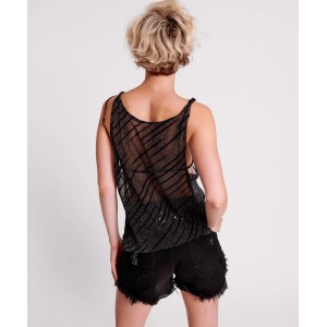 Oneteaspoon Mesh Studio Twisted Tank Black Μπλούζα