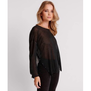Oneteaspoon Split Side Long Sleeve Tee Black Μπλούζα