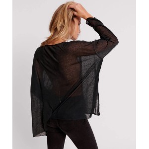 Oneteaspoon Split Side Long Sleeve Tee Black Μπλούζα