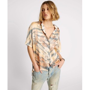 Oneteaspoon Hand Painted Date Night Satin Πουκάμισο