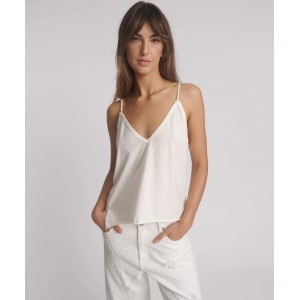 Oneteaspoon Deep V Front Singlet White Μπλούζα