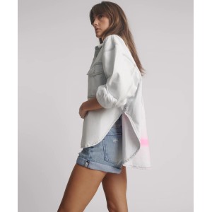 Oneteaspoon Hand-Sprayed Smiley Daria Denim Bel Air Blue Πουκάμισο