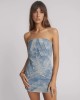Oneteaspoon Strapless Tube Star Blue Halo Denim Mini Φόρεμα