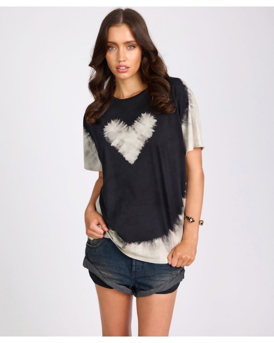 Oneteaspoon Beaming Heart Boyfriend Tee White & Black Μπλούζα Oneteaspoon Beaming Heart Boyfriend Tee White & Black Μπλούζα