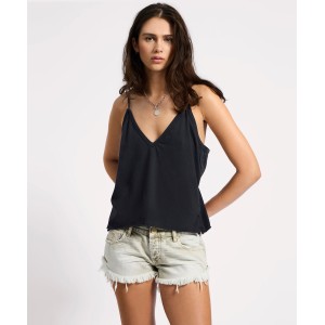 Oneteaspoon Deep V Front Singlet Black Μπλούζα Oneteaspoon Deep V Front Singlet Black Μπλούζα