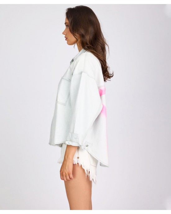 Oneteaspoon Daria Hand-Sprayed Denim Shacket Bel Air Blue Τζάκετ Oneteaspoon Daria Hand-Sprayed Denim Shacket Bel Air Blue Τζάκετ