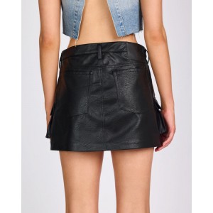Oneteaspoon Leather Sloane Cargo Mini Black Φούστα