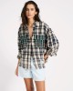 Oneteaspoon Flannel Star Studded Cream Blue Check Πουκάμισο Oneteaspoon Flannel Star Studded Cream Blue Check Πουκάμισο