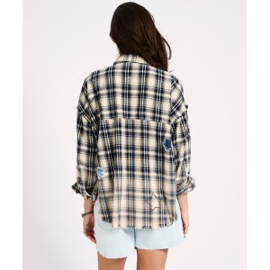 Oneteaspoon Flannel Star Studded Cream Blue Check Πουκάμισο