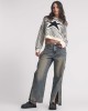 Oneteaspoon Billie Mid Waist Long Rise Straight Leg Denim Jeans Old Blue Παντελόνι