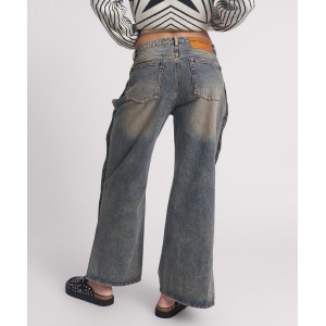 Oneteaspoon Billie Mid Waist Long Rise Straight Leg Denim Jeans Old Blue Παντελόνι