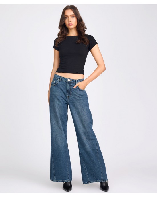 Oneteaspoon Cruisers Mid Waist Bootcut Flare Denim Jeans Colorado Blue Παντελόνι