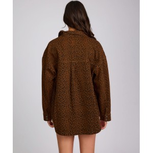 Oneteaspoon Longline Denim Jacket Cheetah Print Τζάκετ