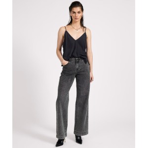Oneteaspoon Jackson Mid Waist Wide Leg Denim Jeans Worn Black Παντελόνι Oneteaspoon Jackson Mid Waist Wide Leg Denim Jeans Worn Black Παντελόνι