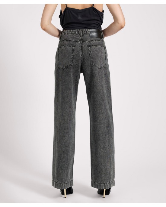Oneteaspoon Jackson Mid Waist Wide Leg Denim Jeans Worn Black Παντελόνι Oneteaspoon Jackson Mid Waist Wide Leg Denim Jeans Worn Black Παντελόνι