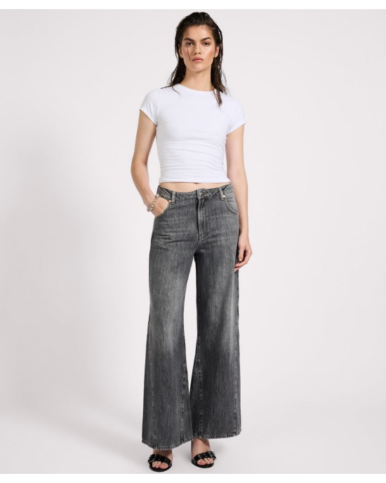 Oneteaspoon Cruisers Mid Waist Bootcut Flare Denim Jeans Charcoal Grey Παντελόνι