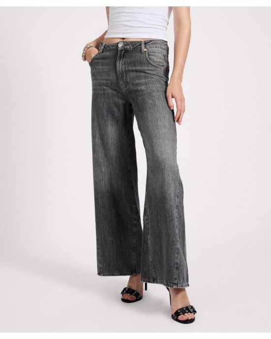Oneteaspoon Cruisers Mid Waist Bootcut Flare Denim Jeans Charcoal Grey Παντελόνι