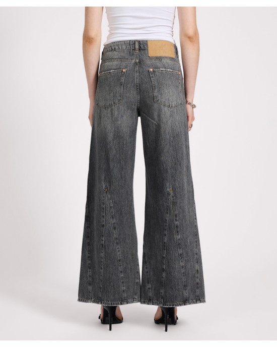 Oneteaspoon Cruisers Mid Waist Bootcut Flare Denim Jeans Charcoal Grey Παντελόνι