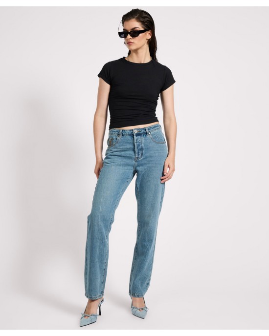 Oneteaspoon Austins Mid Waist Relaxed Straight Leg Jeans Blue Crush Παντελόνι