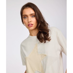 Oneteaspoon Shadow Star Boyfriend Tee Cream Μπλούζα Oneteaspoon Shadow Star Boyfriend Tee Cream Μπλούζα