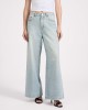Oneteaspoon Love Machines Mid Waist Super Wide Leg Denim Jeans Blue Sparkle Παντελόνι