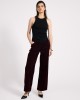 Oneteaspoon Jackson Mid Waist Wide Leg Velvet Finish Denim Jeans Flocked Maroon Παντελόνι