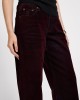 Oneteaspoon Jackson Mid Waist Wide Leg Velvet Finish Denim Jeans Flocked Maroon Παντελόνι