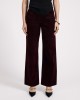 Oneteaspoon Jackson Mid Waist Wide Leg Velvet Finish Denim Jeans Flocked Maroon Παντελόνι