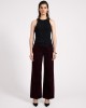 Oneteaspoon Jackson Mid Waist Wide Leg Velvet Finish Denim Jeans Flocked Maroon Παντελόνι