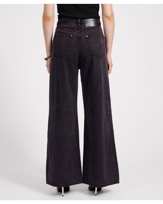 Oneteaspoon Love Machines Mid Waist Super Wide Leg Denim Jeans Black Pink Παντελόνι Oneteaspoon Love Machines Mid Waist Super Wide Leg Denim Jeans Black Pink Παντελόνι