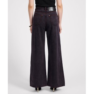 Oneteaspoon Love Machines Mid Waist Super Wide Leg Denim Jeans Black Pink Παντελόνι Oneteaspoon Love Machines Mid Waist Super Wide Leg Denim Jeans Black Pink Παντελόνι
