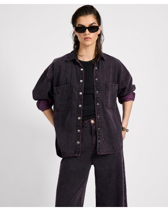 Oneteaspoon Daria Denim Shacket Black Pink Τζάκετ