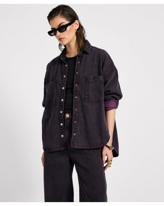 Oneteaspoon Daria Denim Shacket Black Pink Τζάκετ