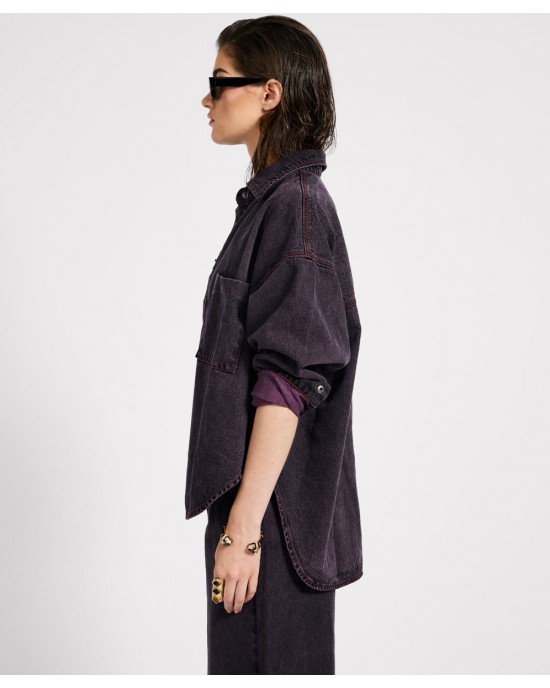 Oneteaspoon Daria Denim Shacket Black Pink Τζάκετ