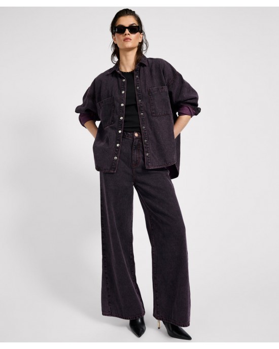 Oneteaspoon Daria Denim Shacket Black Pink Τζάκετ