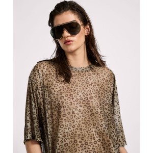 Oneteaspoon Mesh Oversized Kobe Tee Khaki Cheetah Print Μπλούζα Oneteaspoon Mesh Oversized Kobe Tee Khaki Cheetah Print Μπλούζα