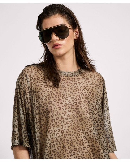 Oneteaspoon Mesh Oversized Kobe Tee Khaki Cheetah Print Μπλούζα Oneteaspoon Mesh Oversized Kobe Tee Khaki Cheetah Print Μπλούζα