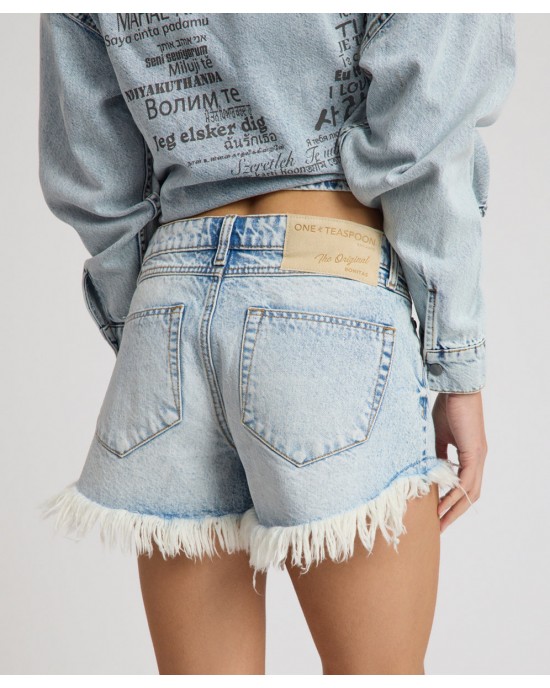 Oneteaspoon Bonitas Low Waist Denim Whisper Blue Σόρτς