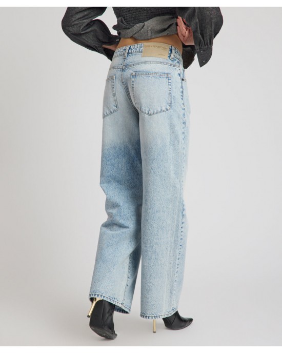Oneteaspoon Jackson Mid Waist Wide Leg Denim Whisper Blue Παντελόνι