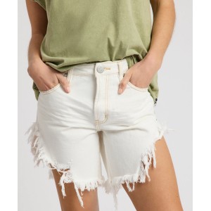 Oneteaspoon Frankies High Waist Long Length Denim White Beauty Σόρτς