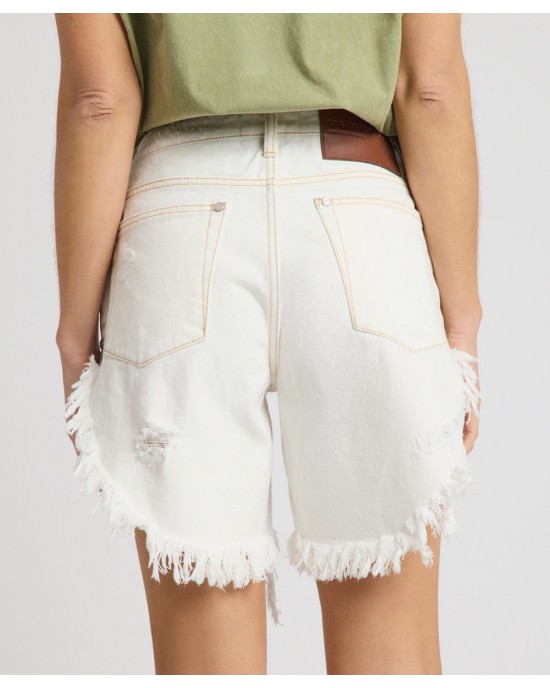 Oneteaspoon Frankies High Waist Long Length Denim White Beauty Σόρτς