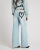 Oneteaspoon Love Machines Heart Mid Waist Super Wide Leg Denim Sea Mist Love Παντελόνι
