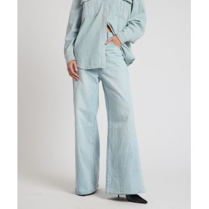 Oneteaspoon Love Machines Heart Mid Waist Super Wide Leg Denim Sea Mist Love Παντελόνι