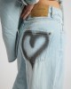 Oneteaspoon Love Machines Heart Mid Waist Super Wide Leg Denim Sea Mist Love Παντελόνι