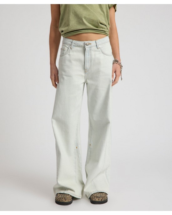 Oneteaspoon Cruisers Mid Waist Panel Bootcut Flare Denim Jeans Arctic Blue Παντελόνι