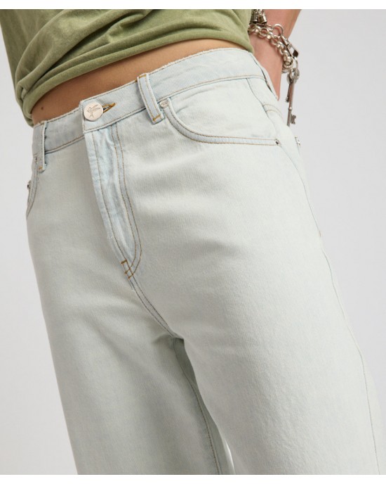 Oneteaspoon Cruisers Mid Waist Panel Bootcut Flare Denim Jeans Arctic Blue Παντελόνι