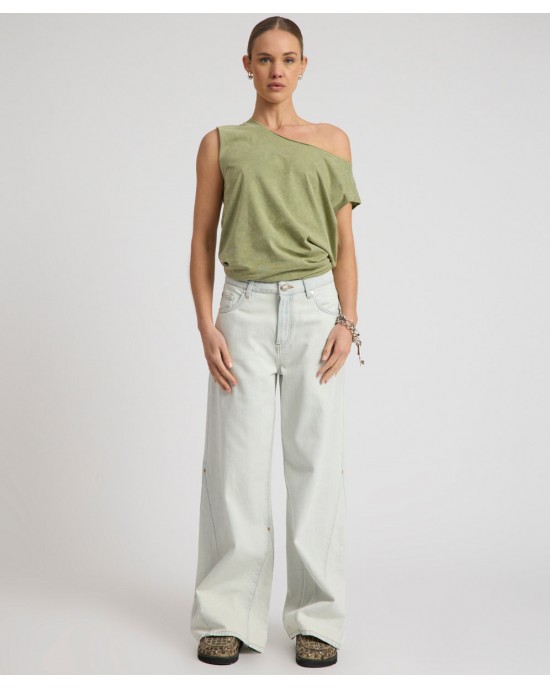 Oneteaspoon Cruisers Mid Waist Panel Bootcut Flare Denim Jeans Arctic Blue Παντελόνι