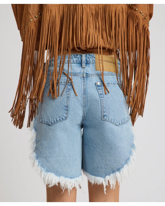 Oneteaspoon Frankies Low Waist Long Length Denim Riviera Blue Σόρτς